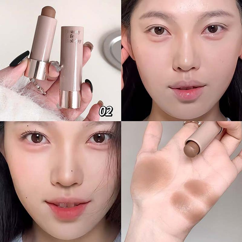 Moisturizing and silky contour stick, single color, natural matte nose shadow, 3D student makeup contouring.